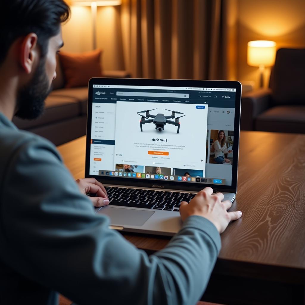 DJI Mavic Mini 2 on a Laptop Screen in Pakistan