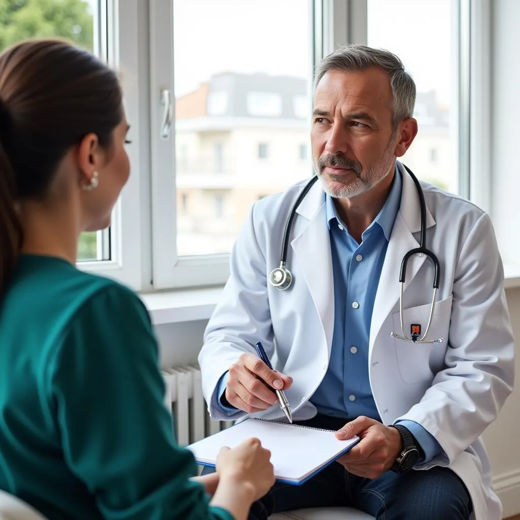 Doctor explaining medication to patient