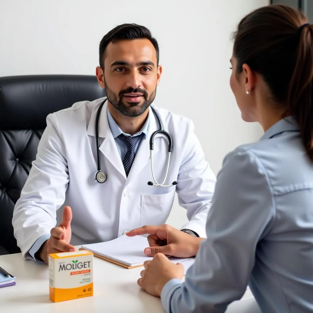 A doctor consulting a patient about Moxiget