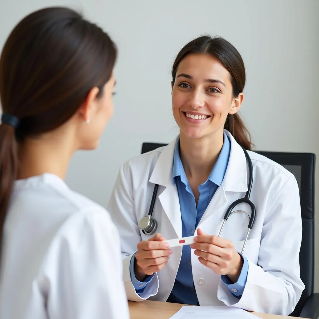 Doctor Counseling a Woman About Pregnancy Test Results