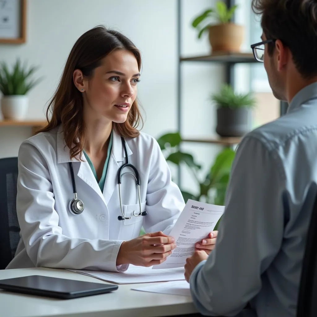 Doctor explaining prescription to a patient