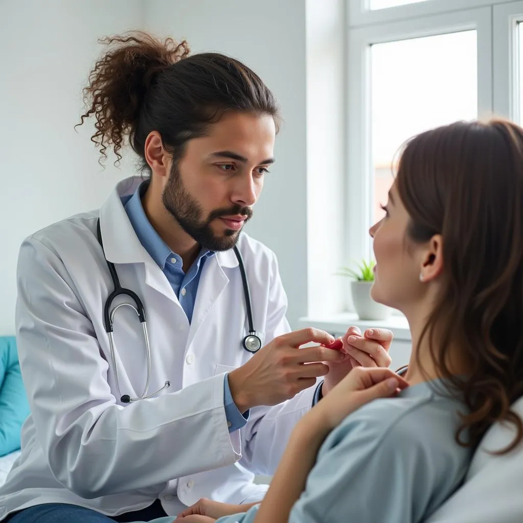 Medical professional assessing a patient