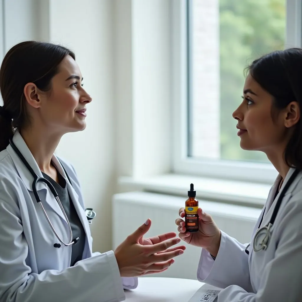 Medical professional explaining Citralka dosage to a patient