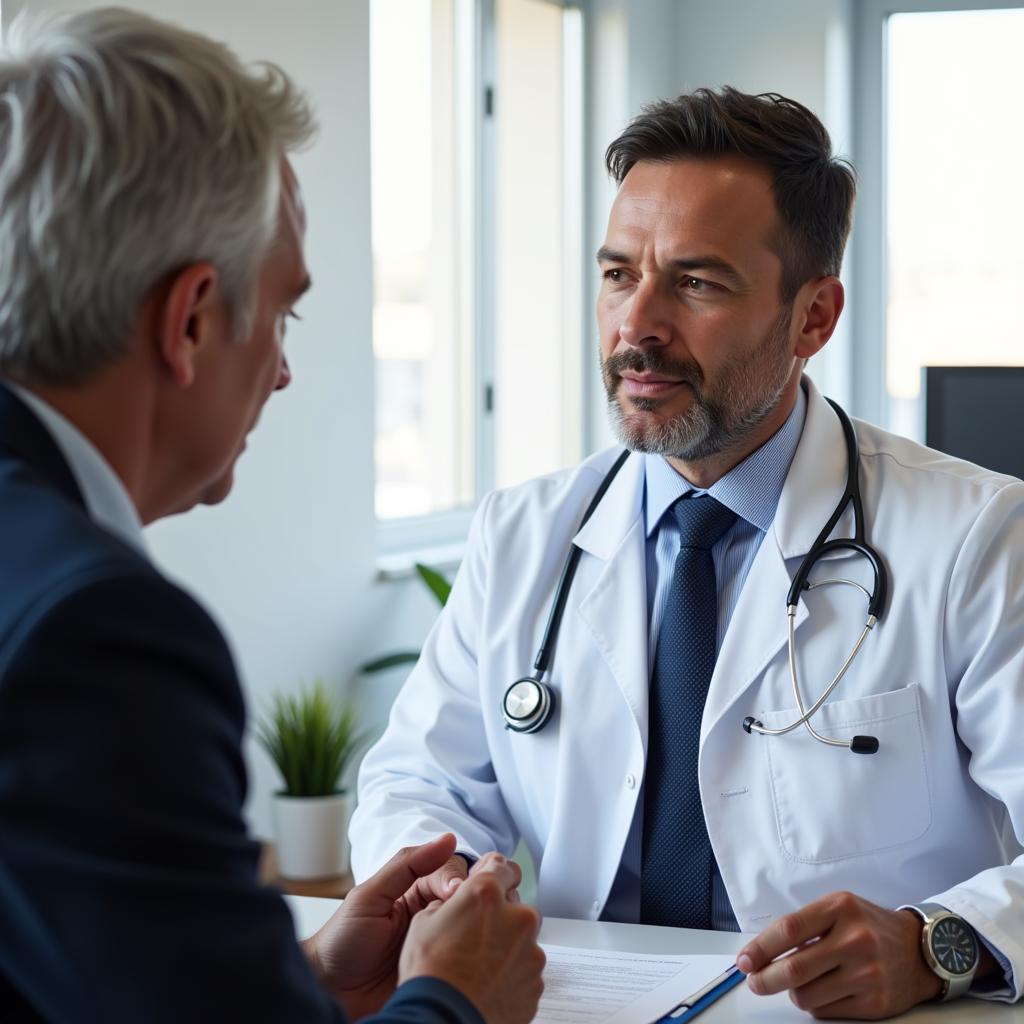 Doctor consulting patient about testosterone therapy