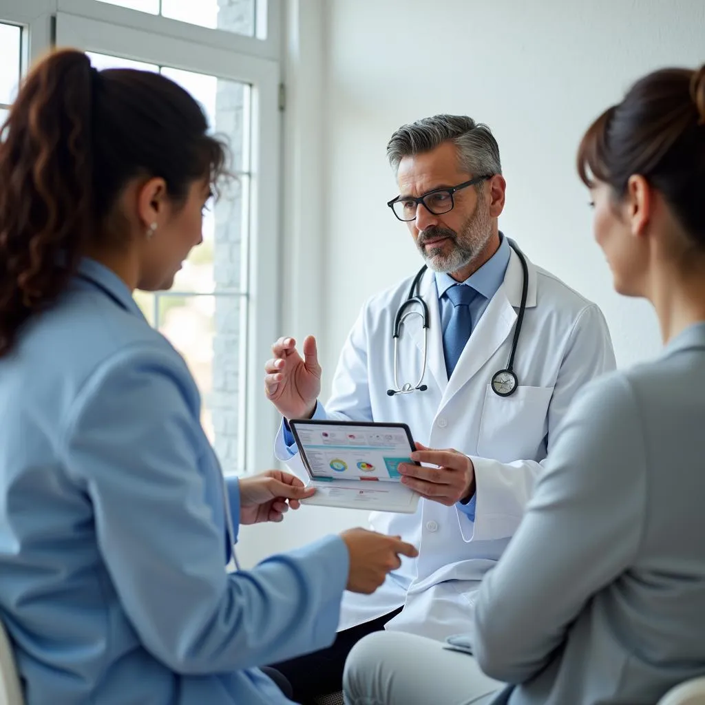 Doctor discussing Influvac vaccine with a patient