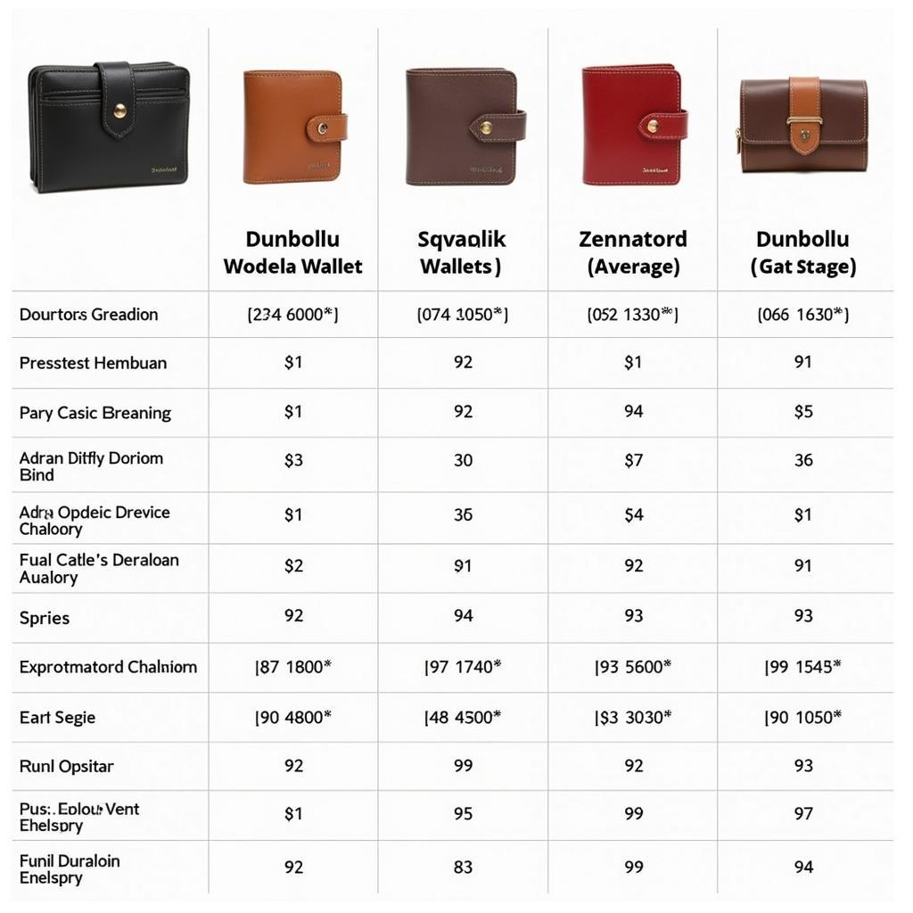 Dunbollu Wallet Price Comparison Chart