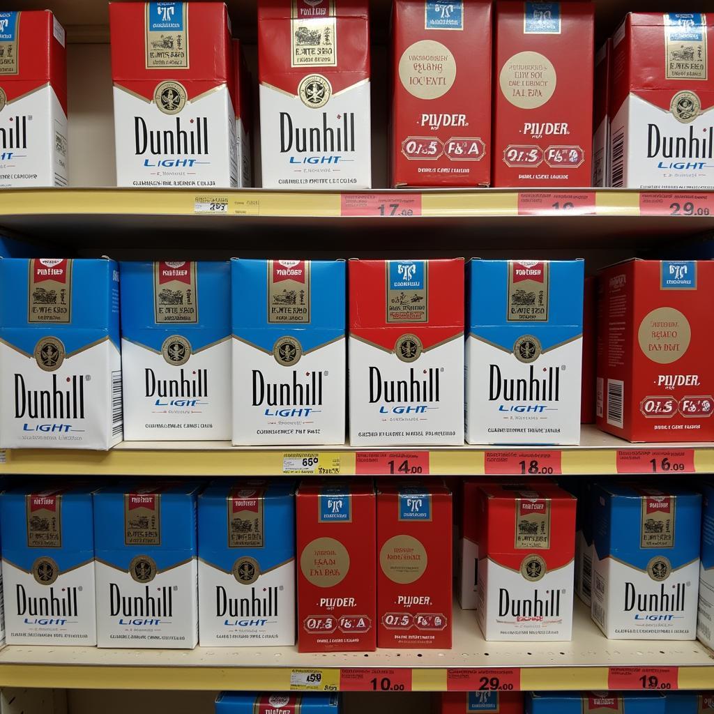 Dunhill Light Cigarettes Displayed in a Pakistani Shop