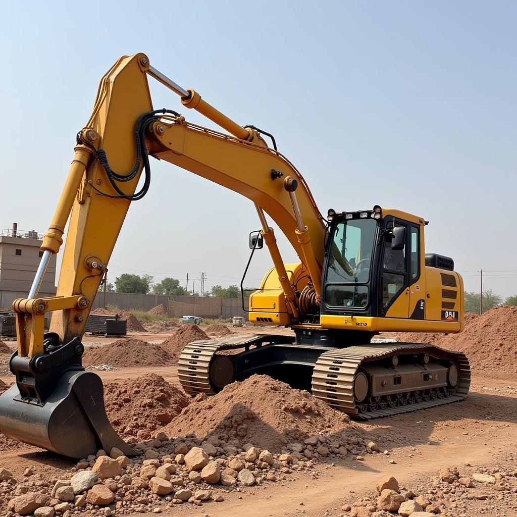 DX 140 Excavator operating at a construction site in Pakistan