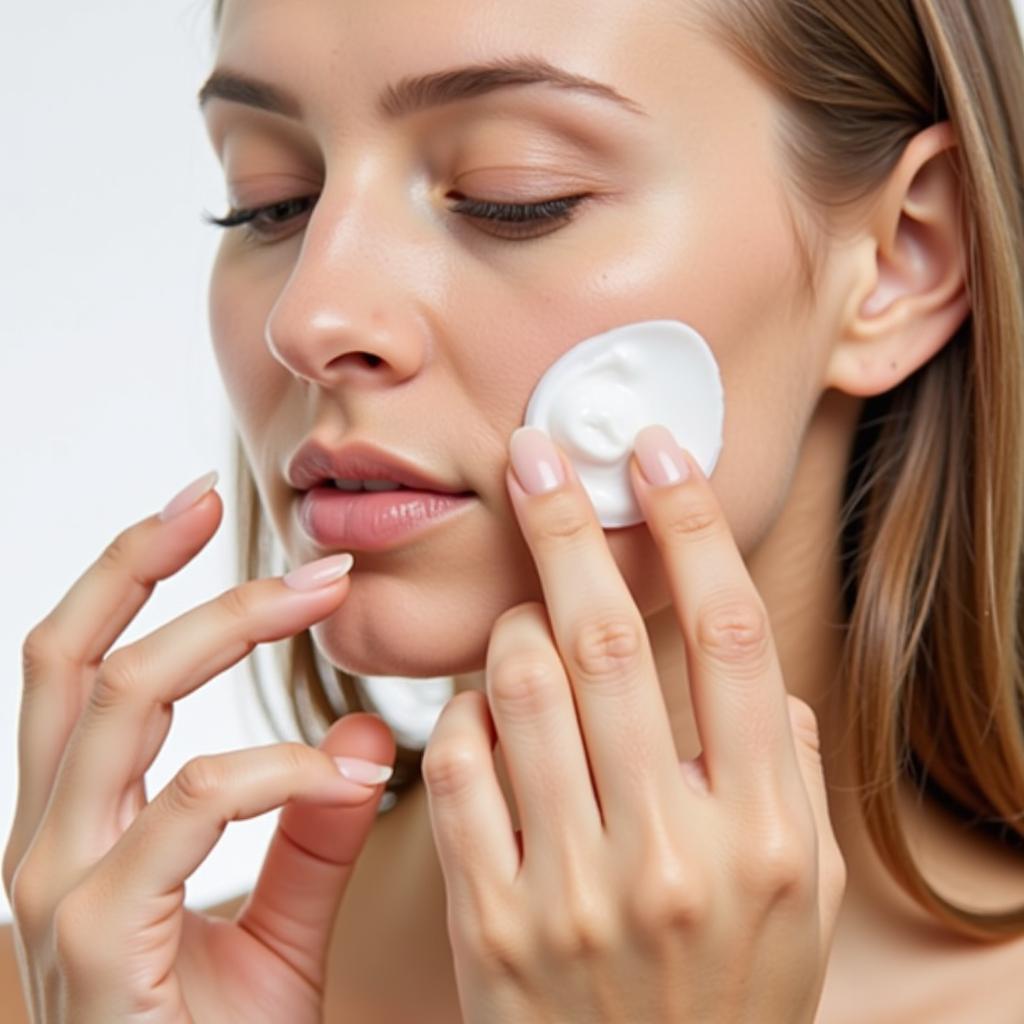 woman applying eflornithine cream