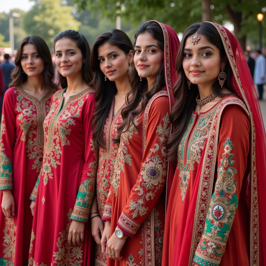 Pakistani Women in Traditional Eid Outfits