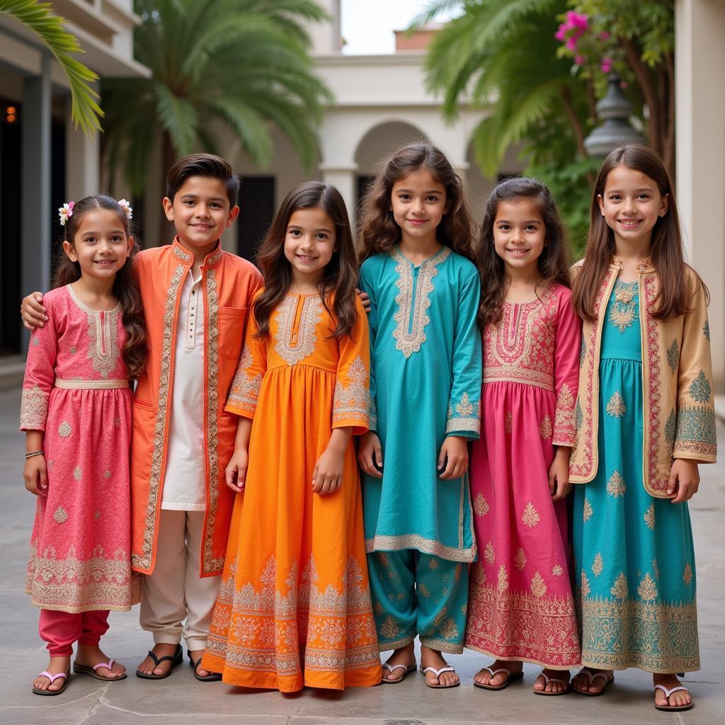 Pakistani Children in Eid Clothes