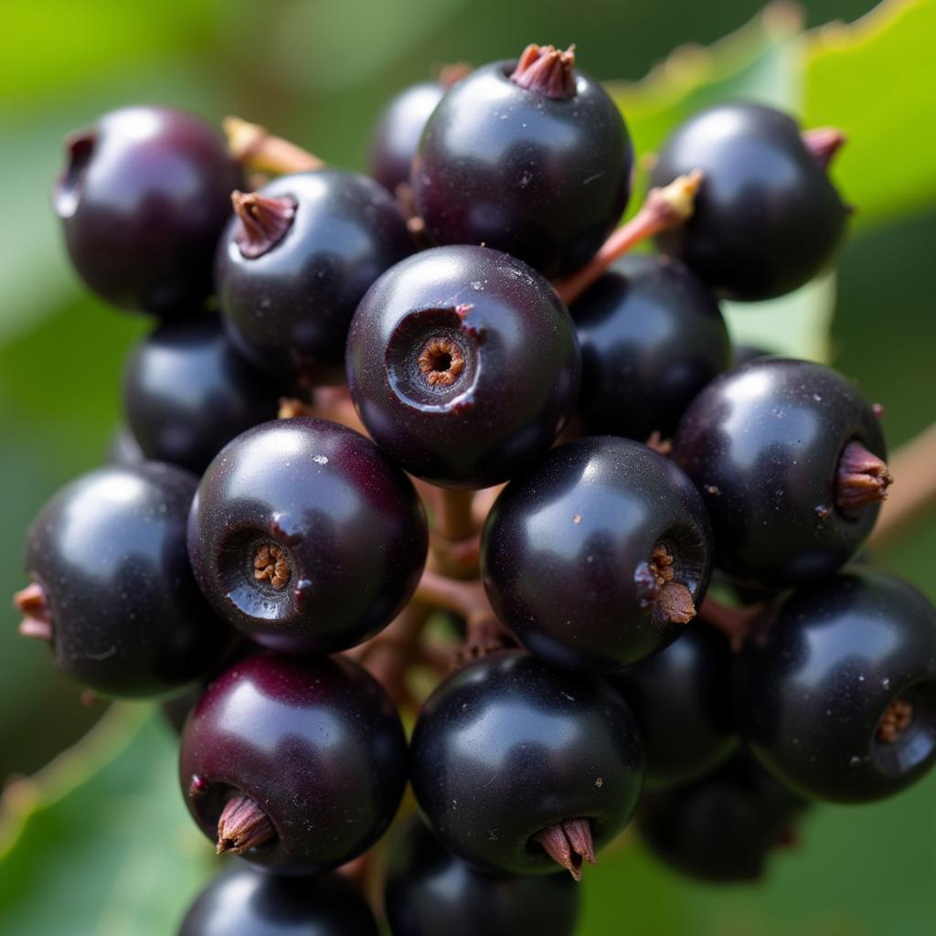 Close-up of ripe elderberries