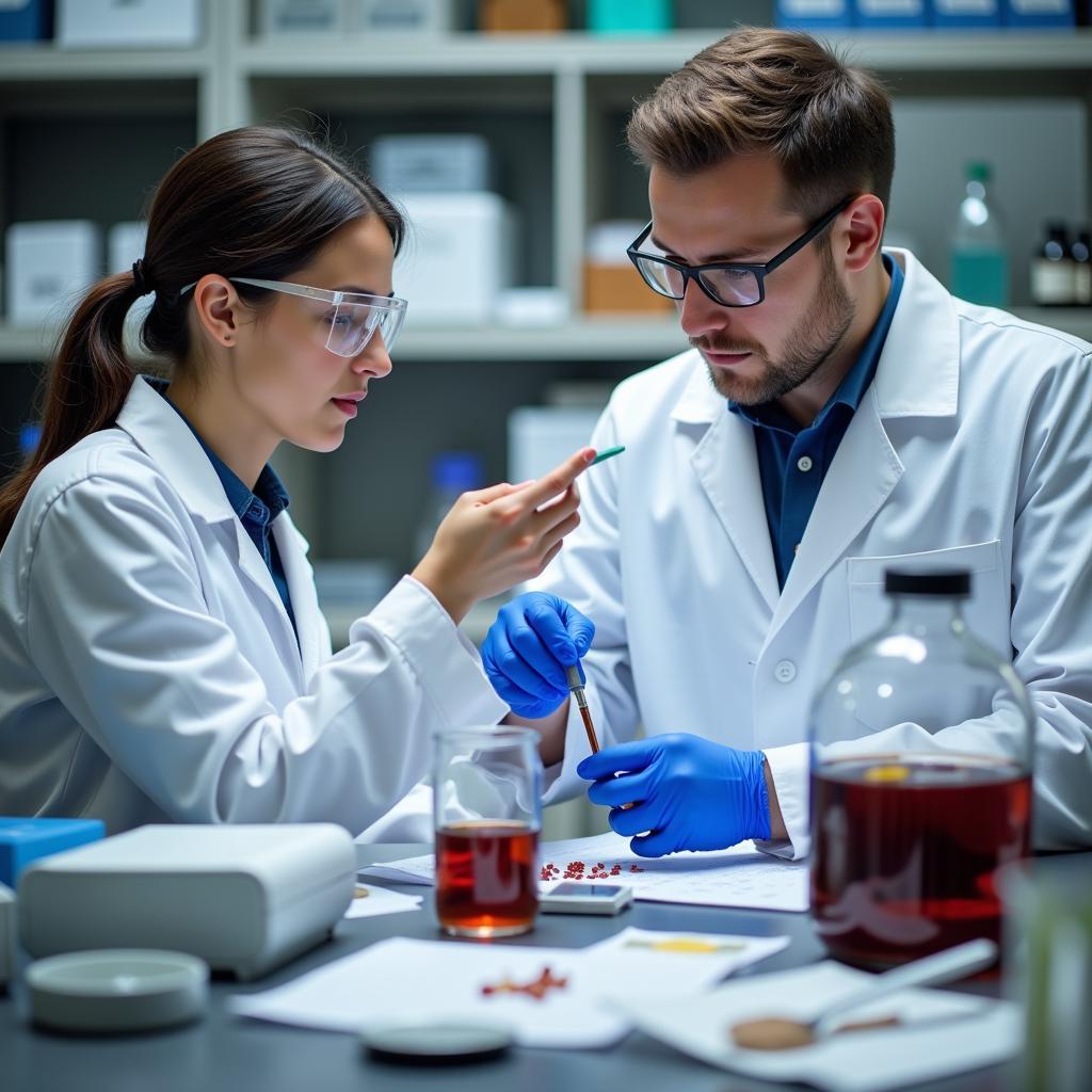 Researchers studying elderberry properties in a lab