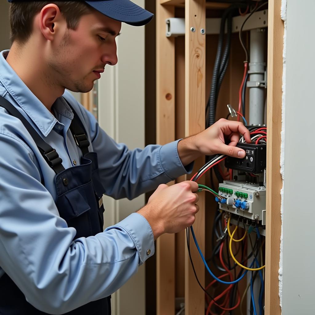 Electrician Installing Cable