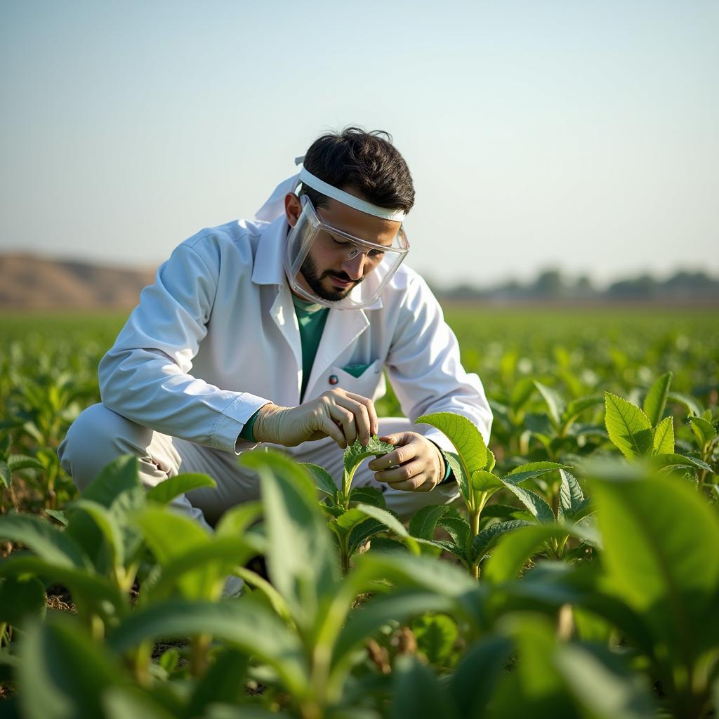 Entomologist Examining Crops in Pakistan