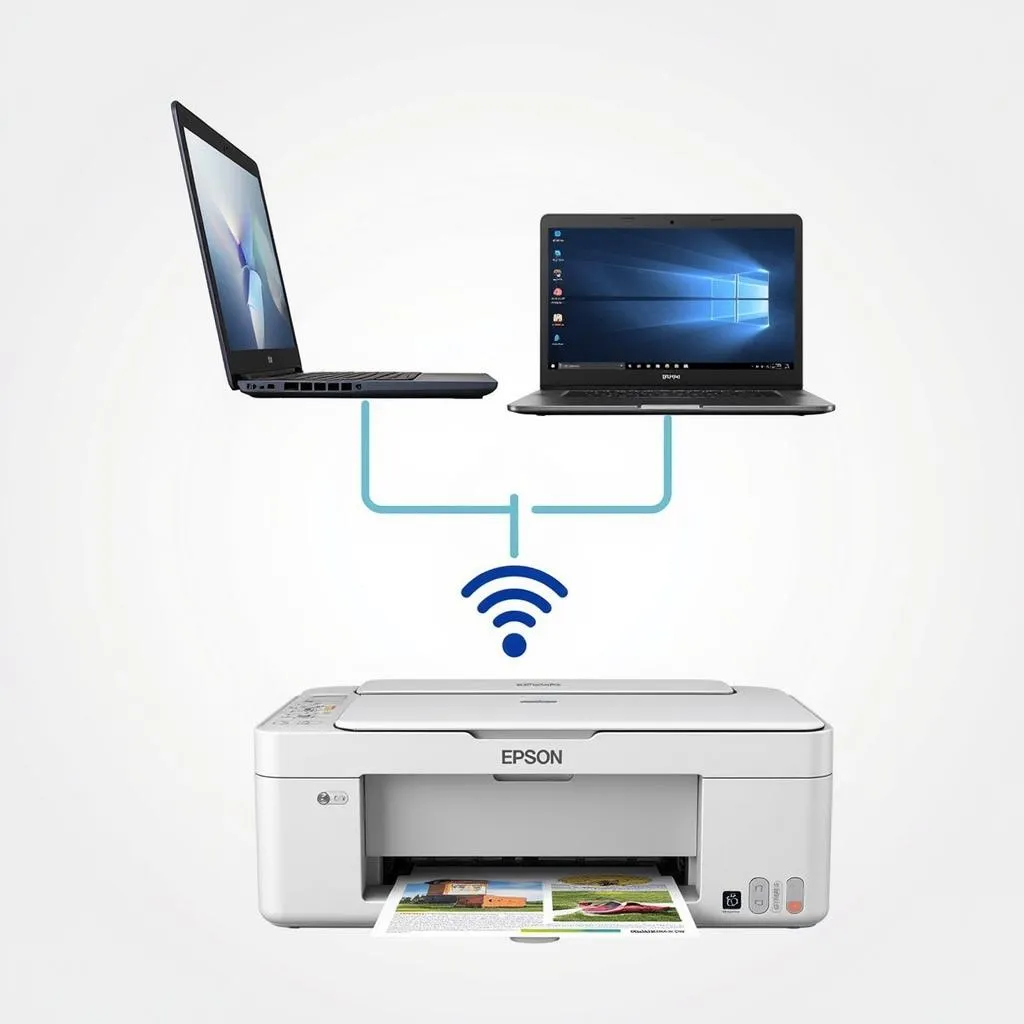 Epson L3150 printer connected to a laptop wirelessly for printing