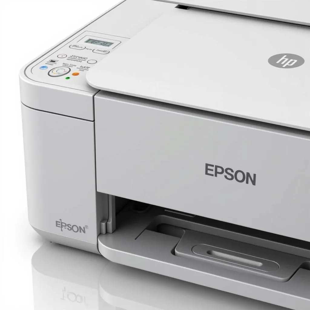 Epson L3150 printer close-up view showcasing its compact design and integrated ink tank system