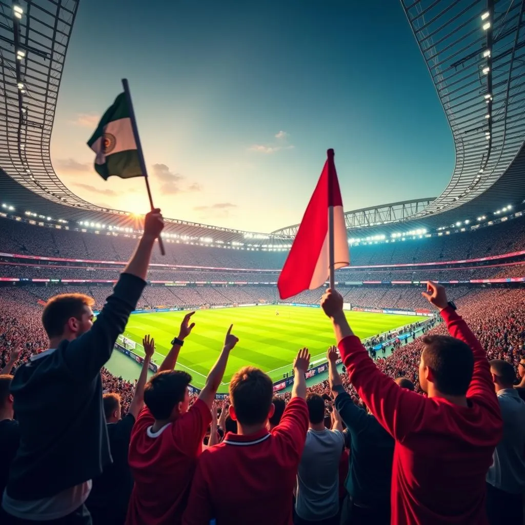 Football fans from Pakistan and Saudi Arabia enjoying the match