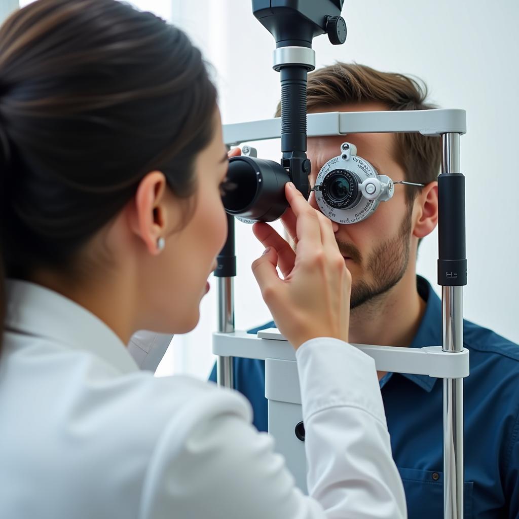 Eye Doctor Examining Patient