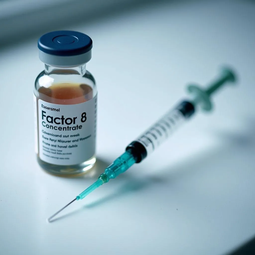 Factor 8 injection vial and syringe