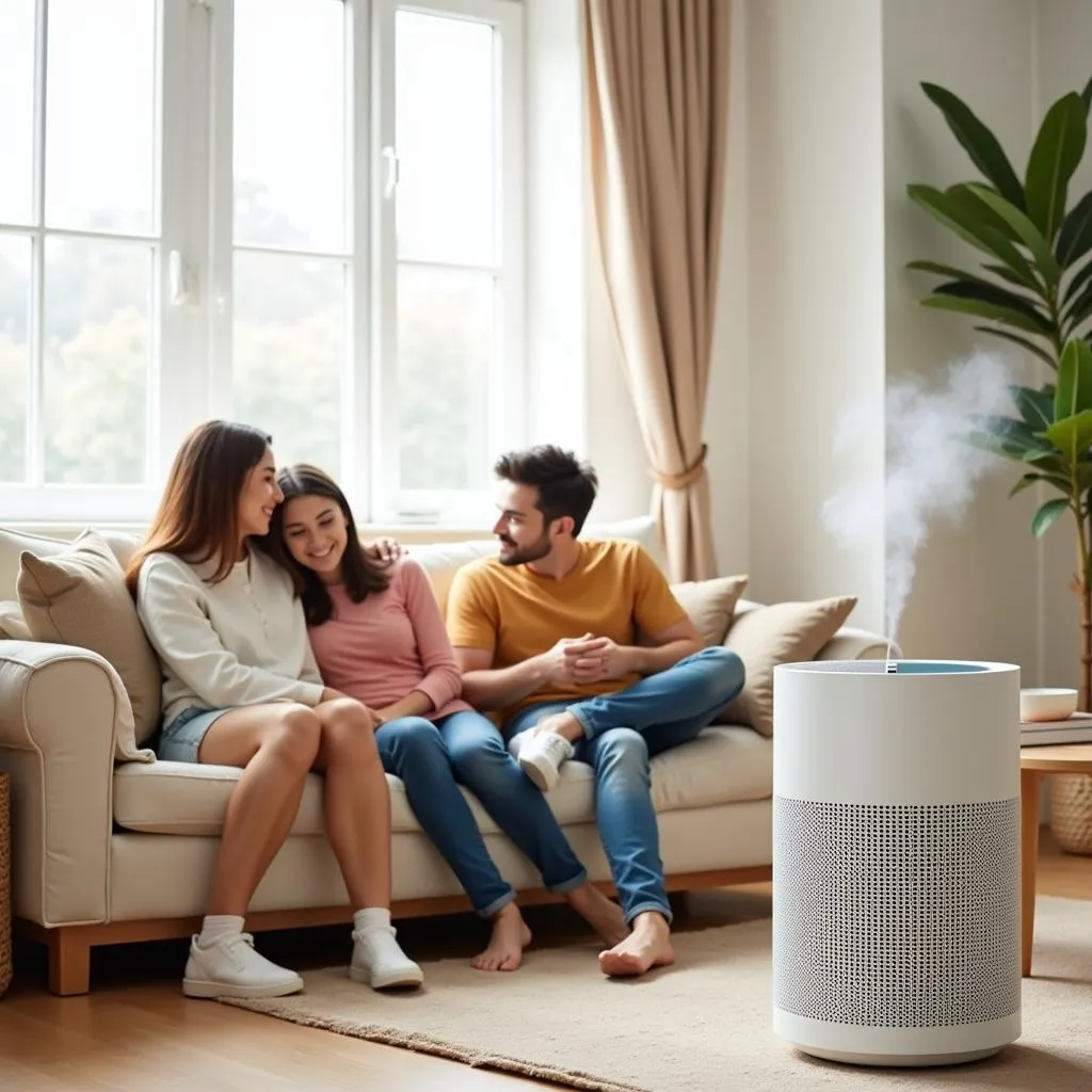 Family Enjoying Fresh Air with Mi Air Purifier