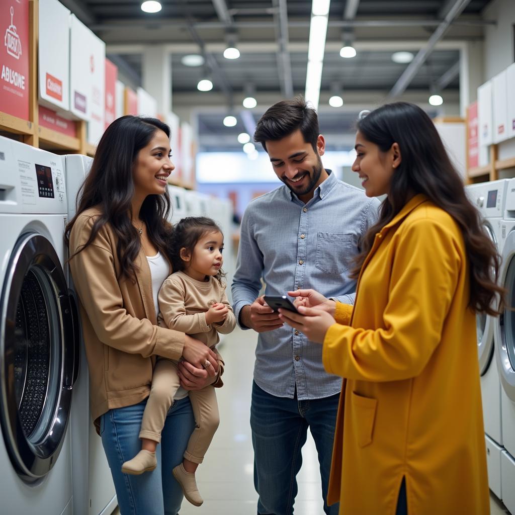 Family Selecting a Washing Machine