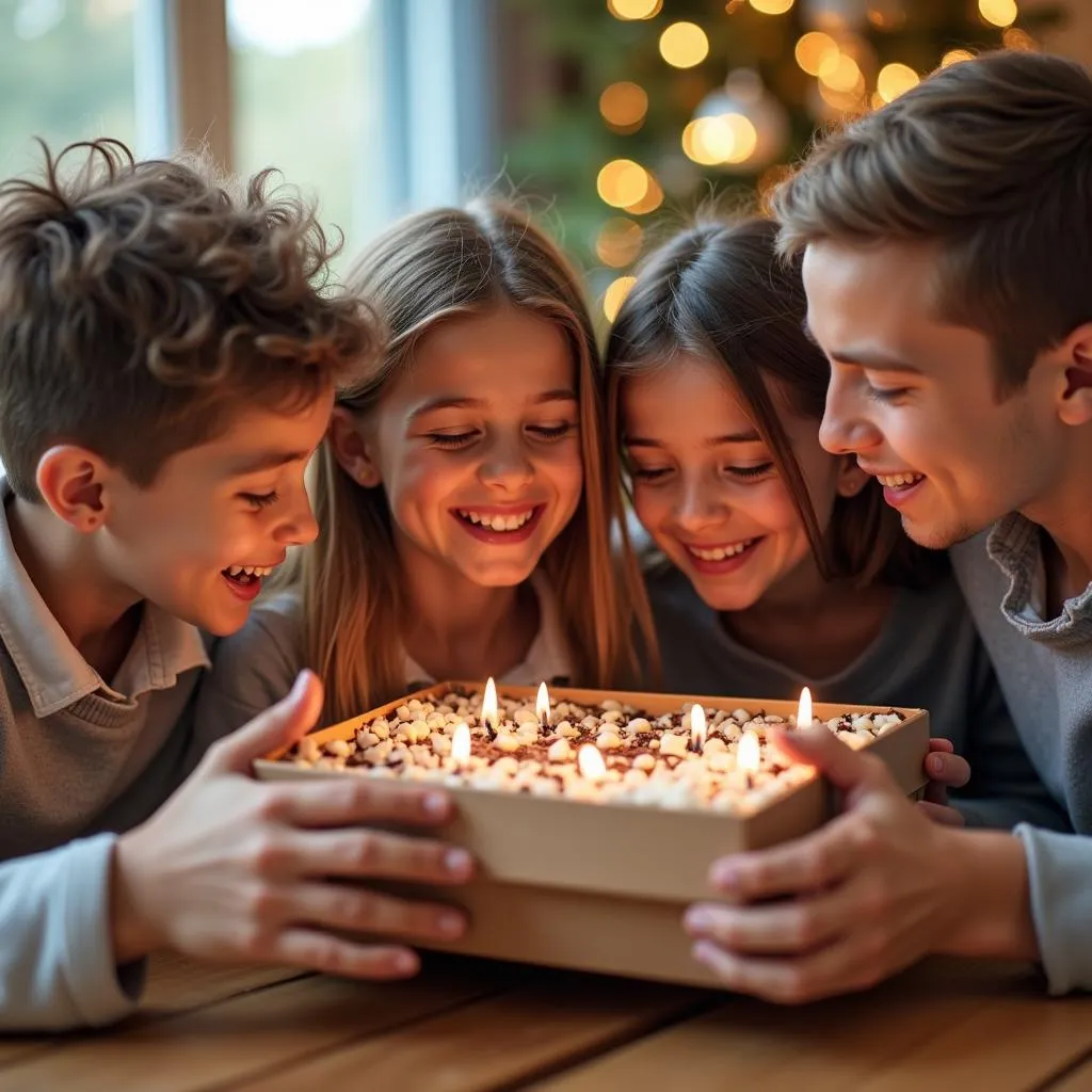 Family Enjoying Celebration Chocolate Box