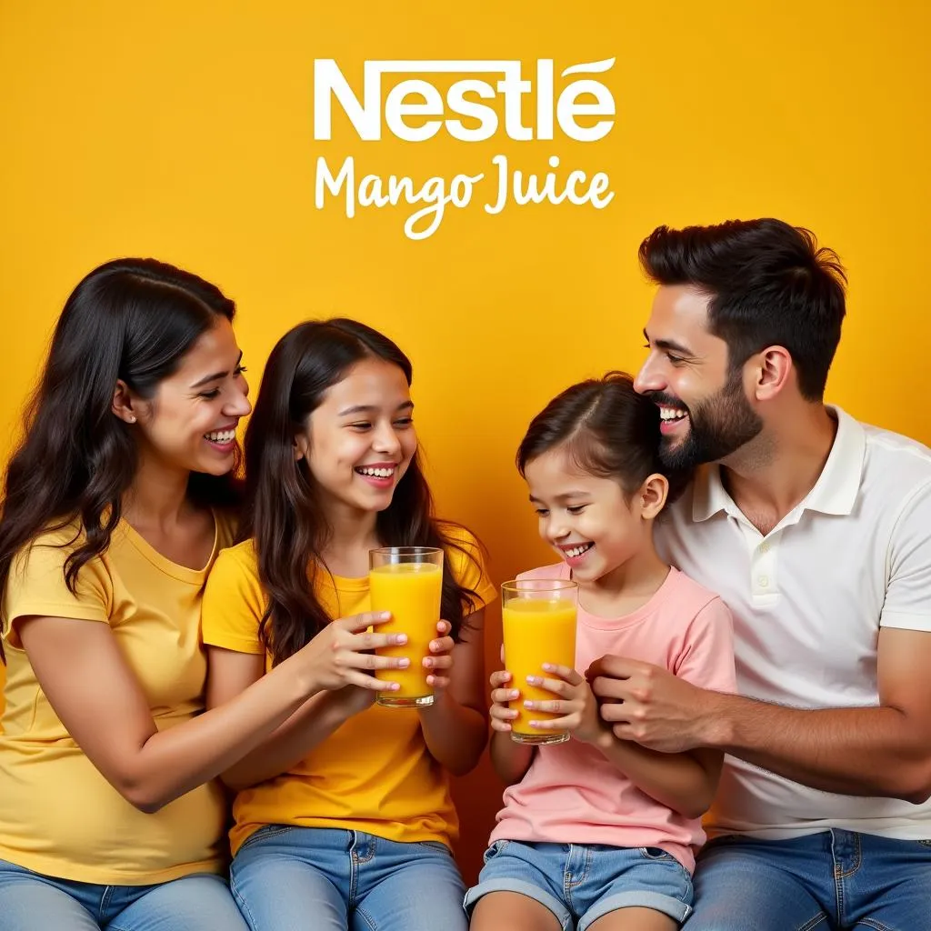 Family Enjoying Nestle Mango Juice Together