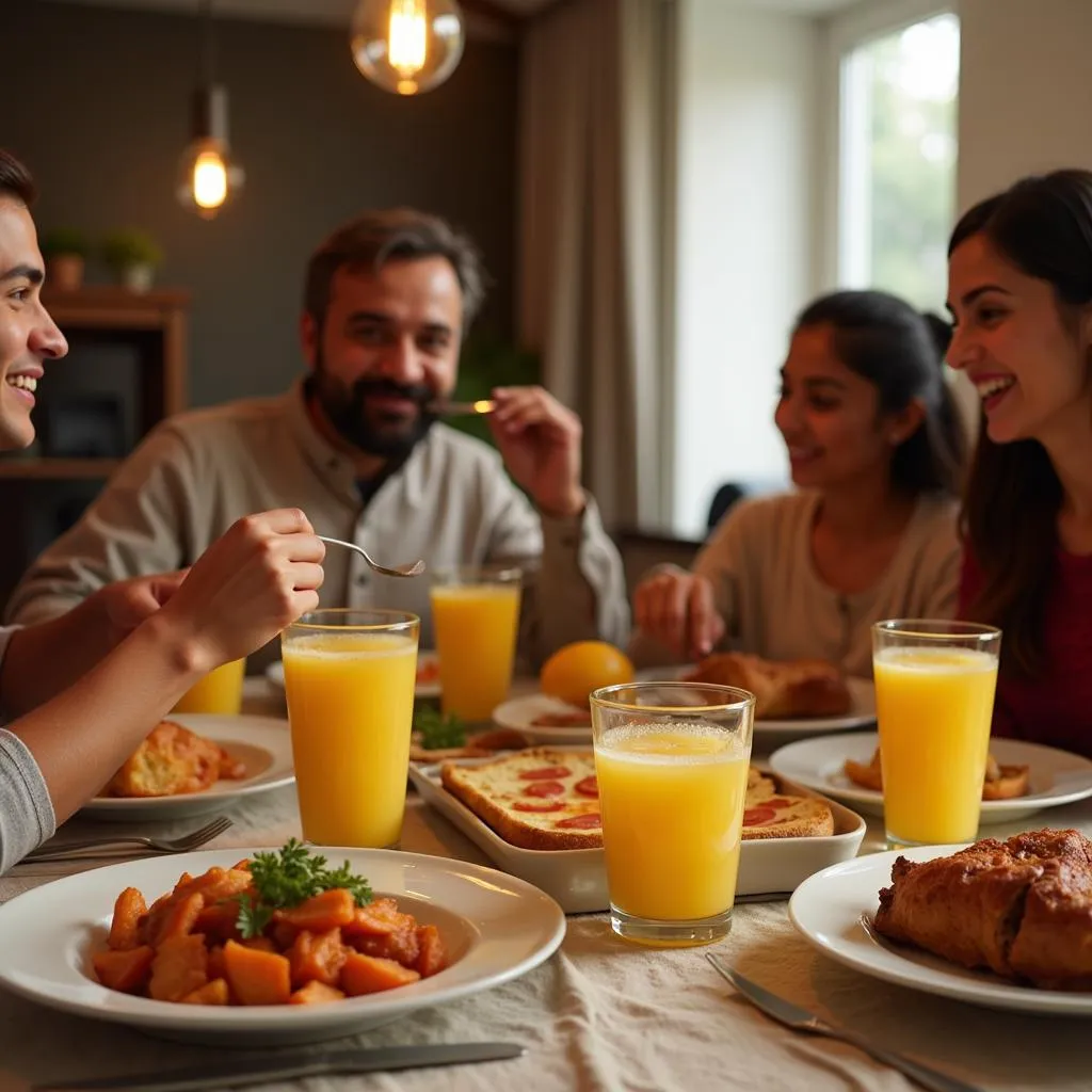 Family enjoying slice juice together