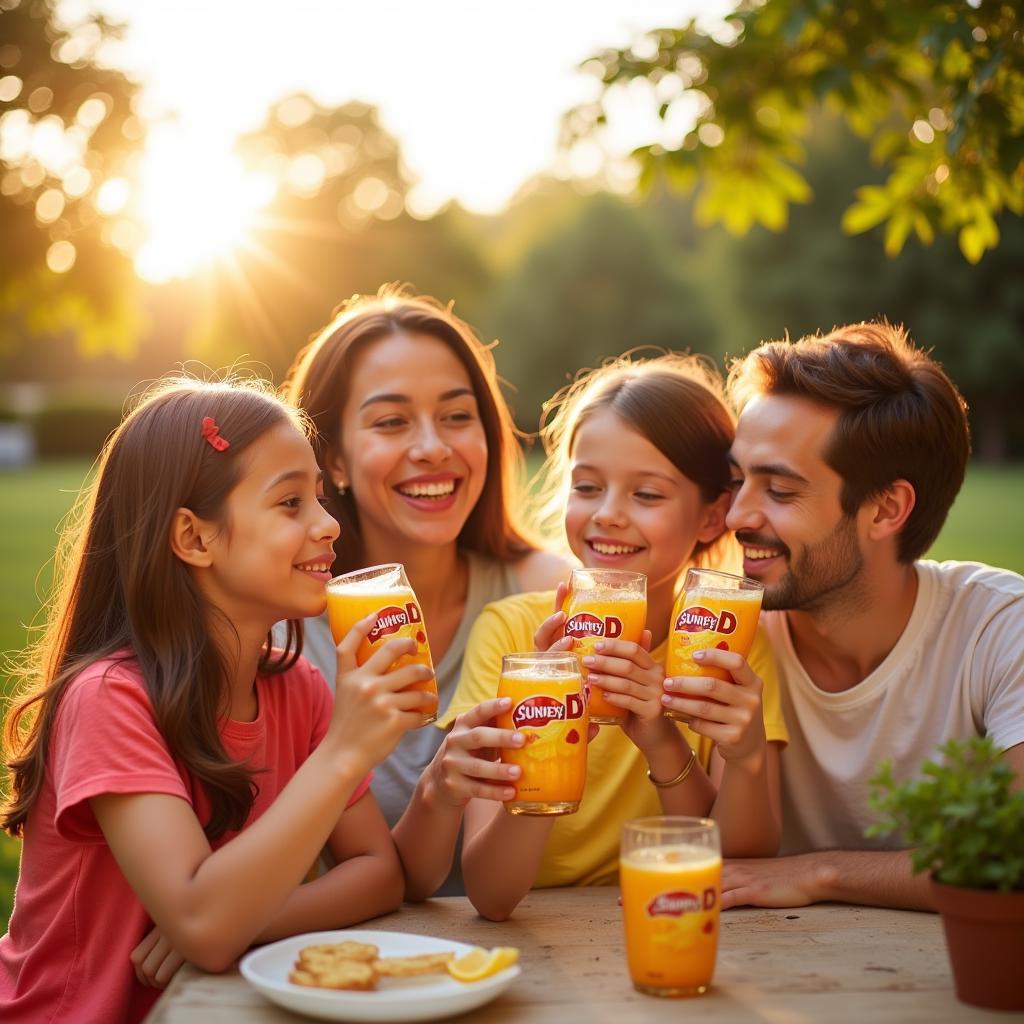 Family Enjoying Sunny D