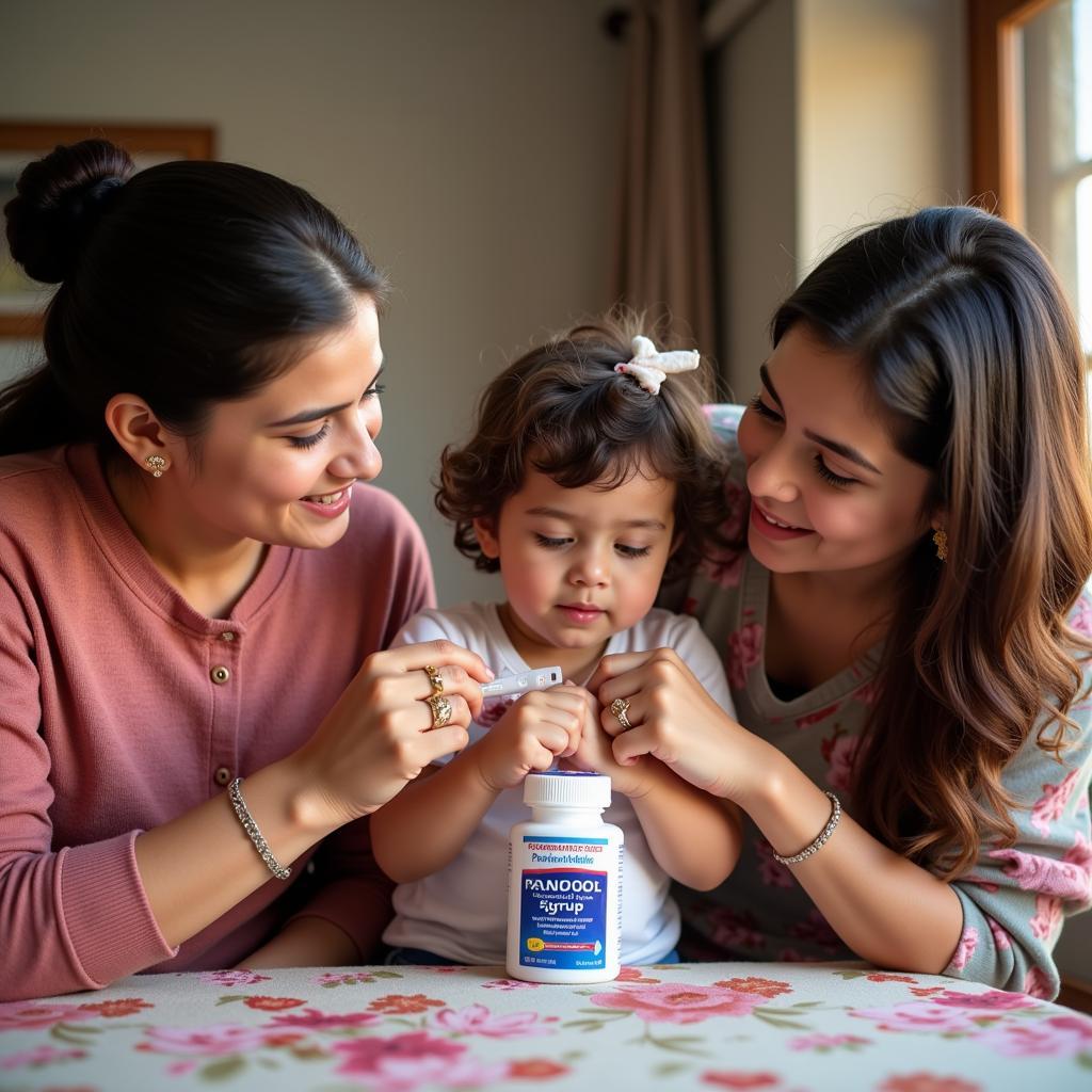 Family Using Panadol Forte Syrup