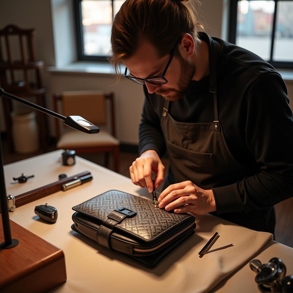 Artisan Handcrafting a Fendi Bag