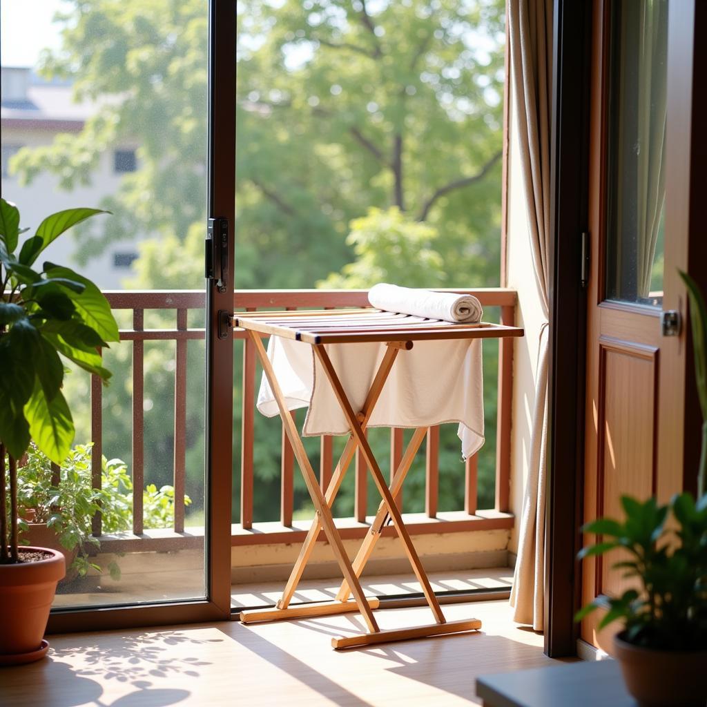 Compact Foldable Cloth Dryer Stand on Balcony