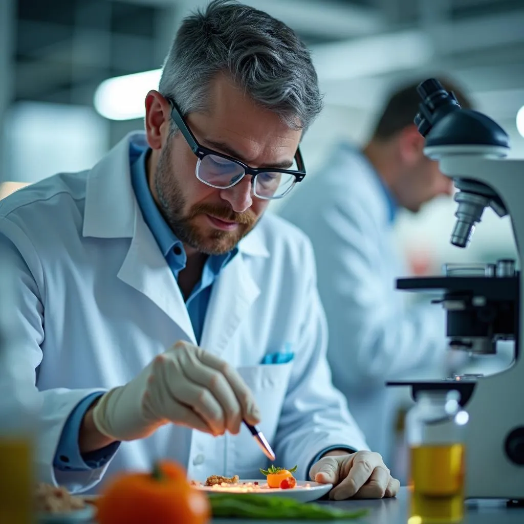 Food Scientist Analyzing Samples