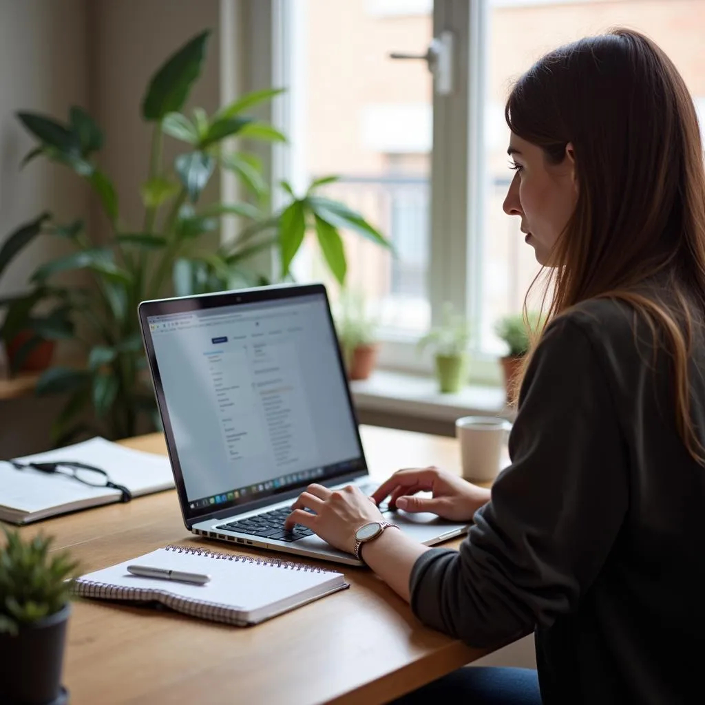 Freelancer working on laptop