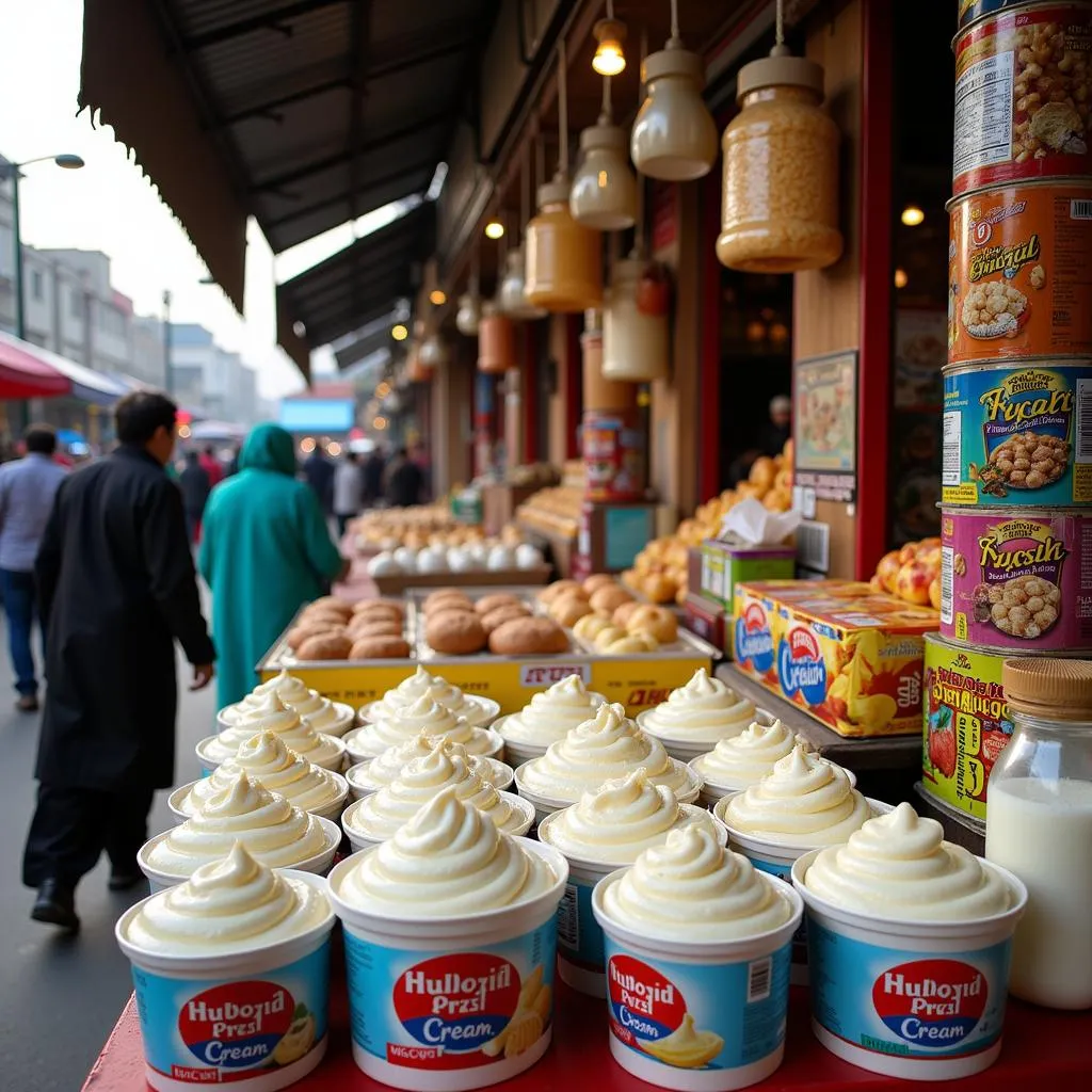 Fresh cream displayed in a Pakistani market