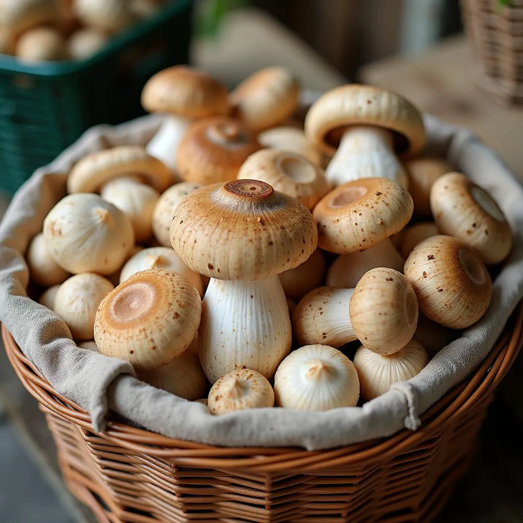 Freshly Harvested Mushrooms Ready for Market