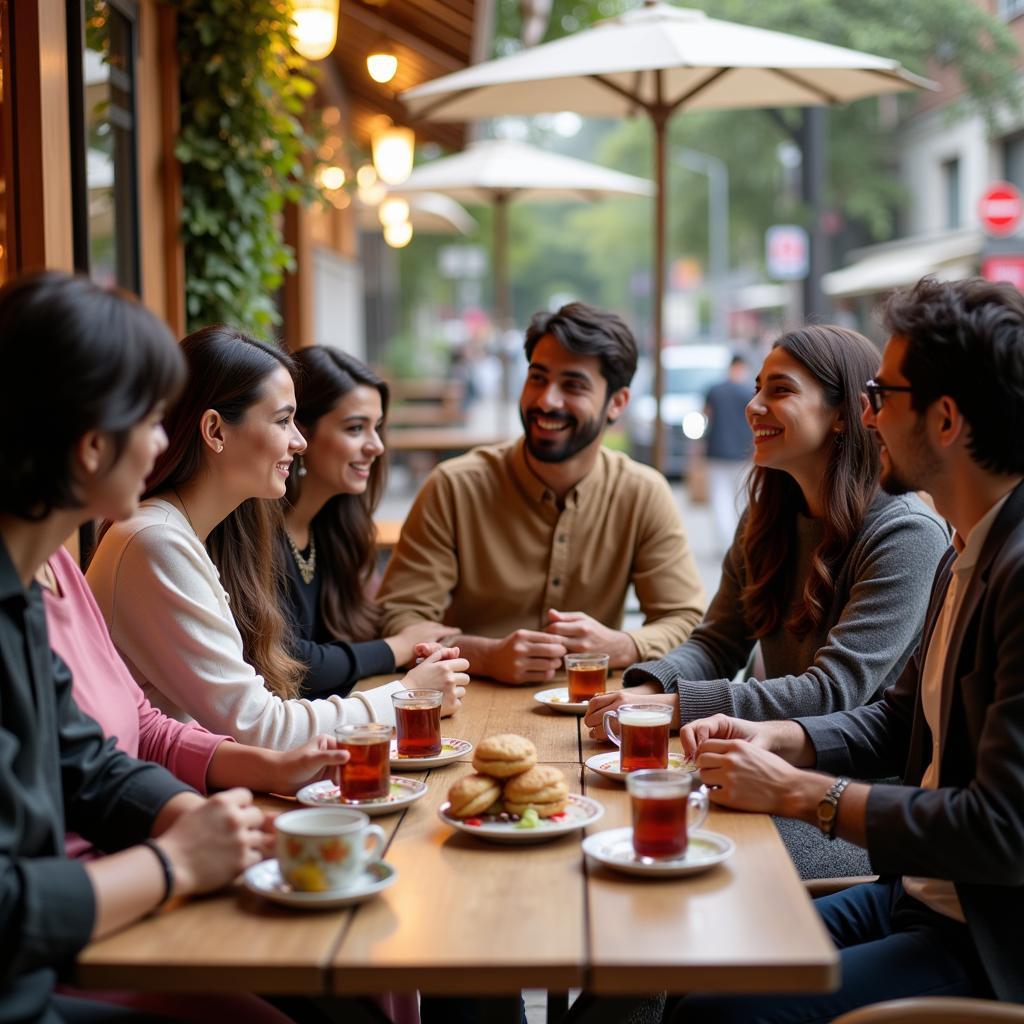 Friends enjoying Turkish tea together