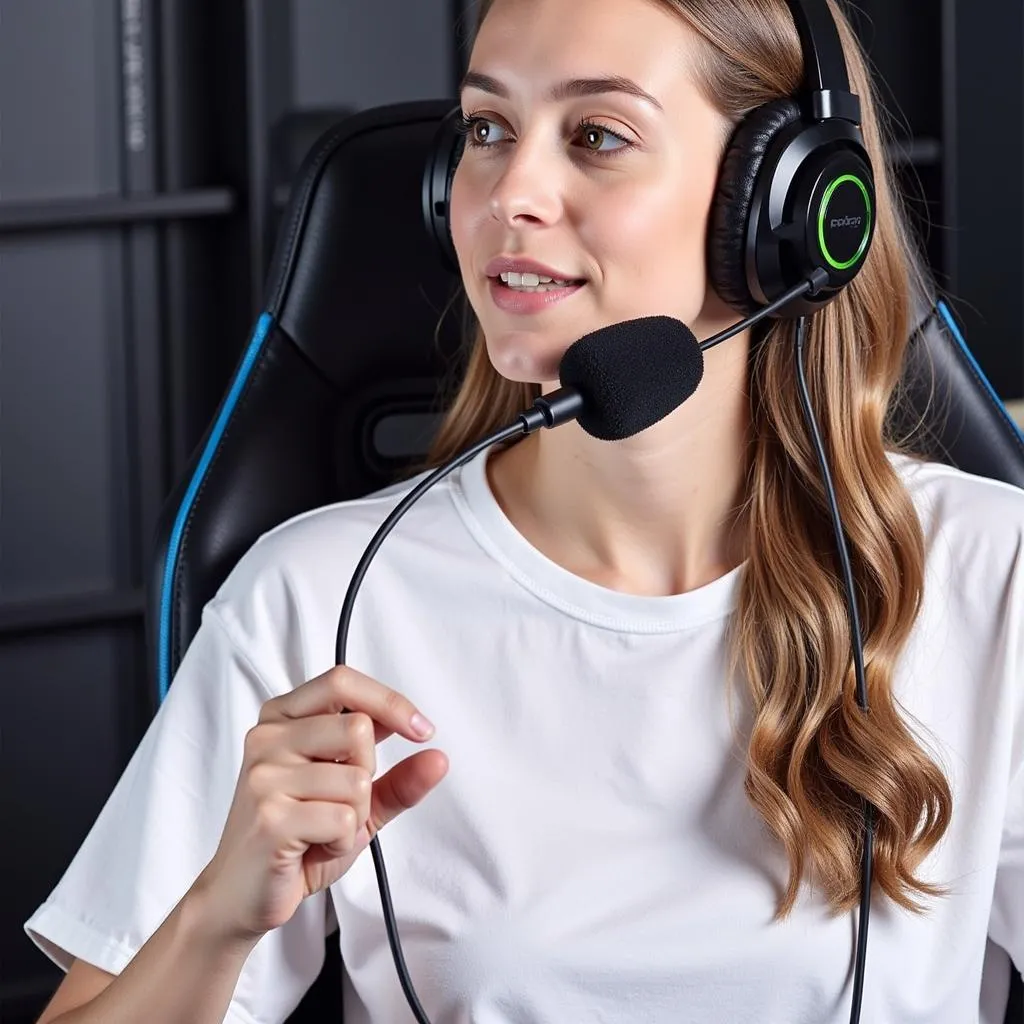 Gamer Using Headphones with Microphone