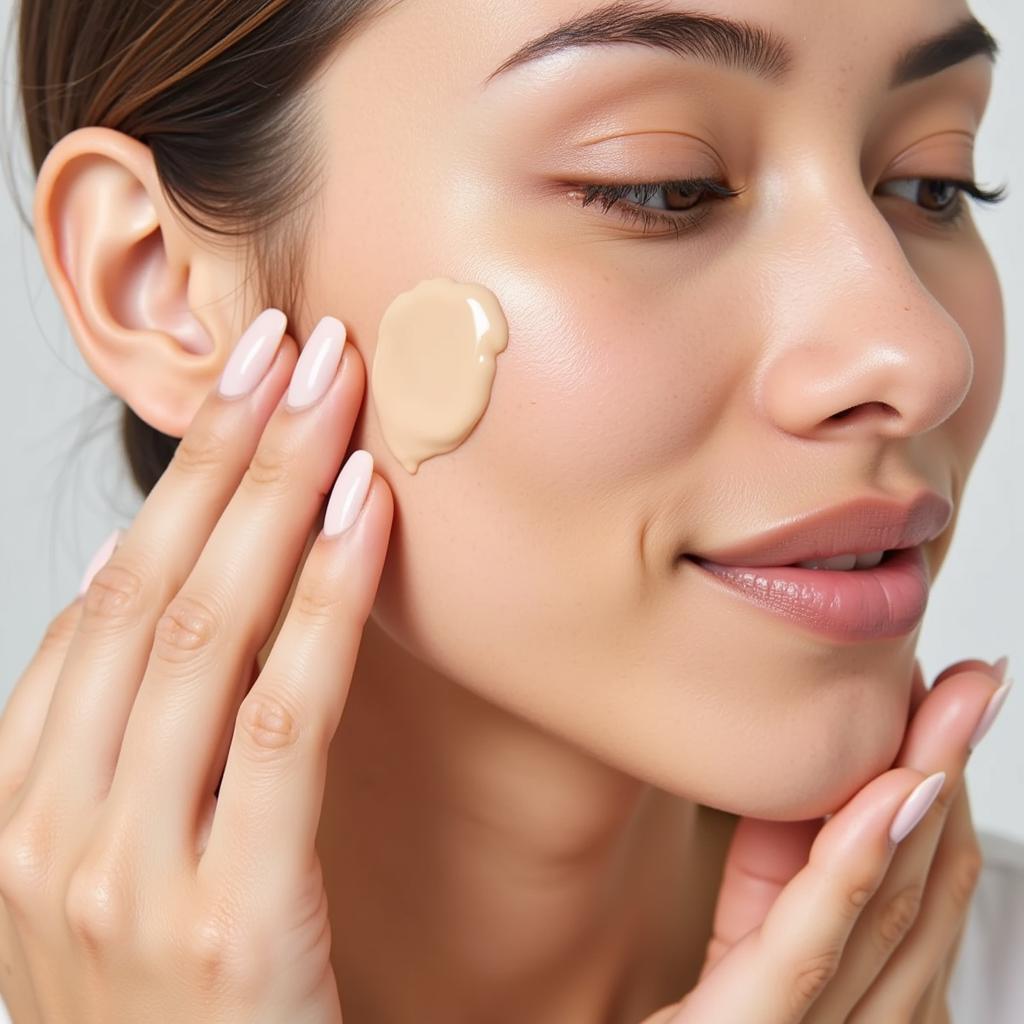 Applying Garnier BB cream for a natural look