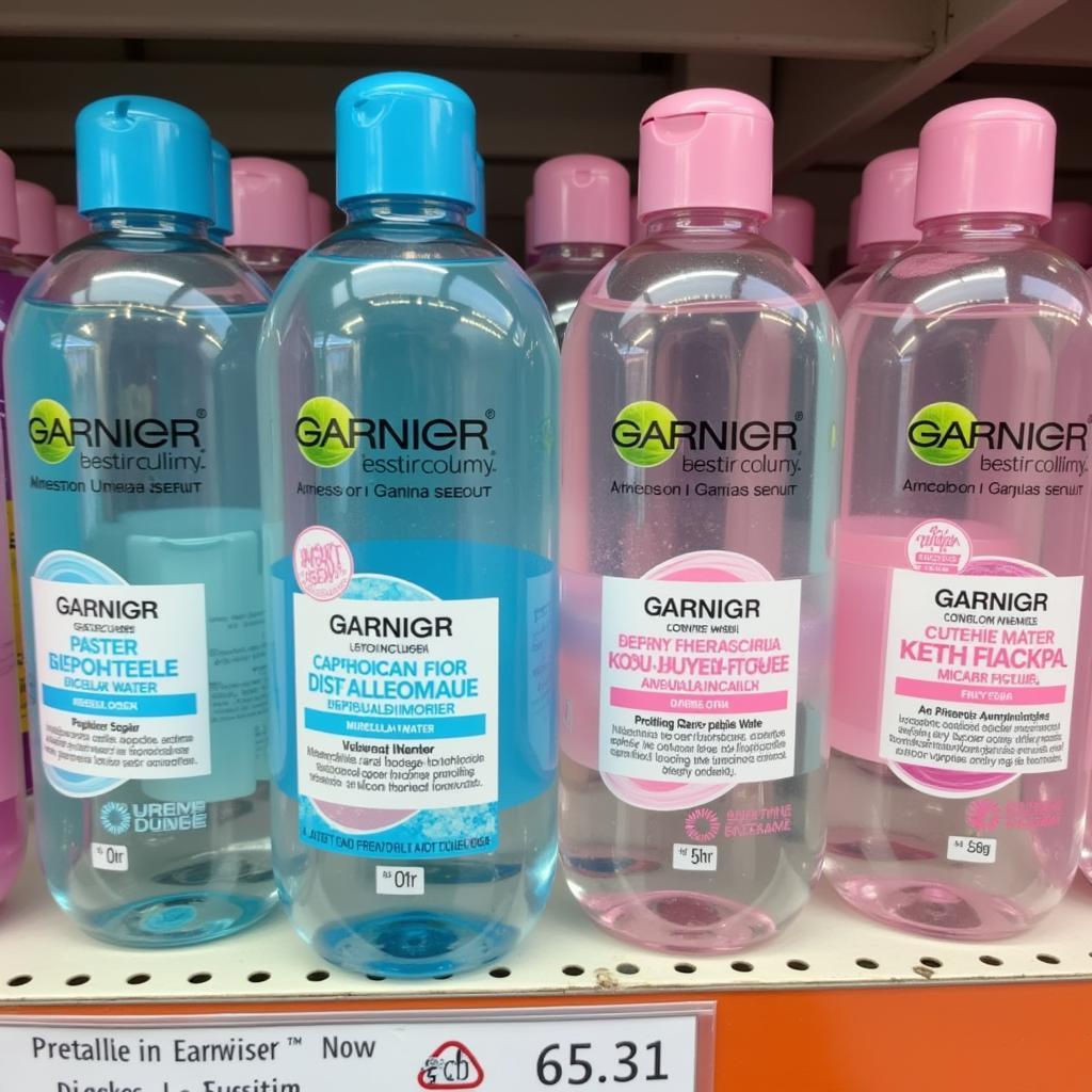 Garnier Micellar Water Bottles on a Shelf in Pakistan