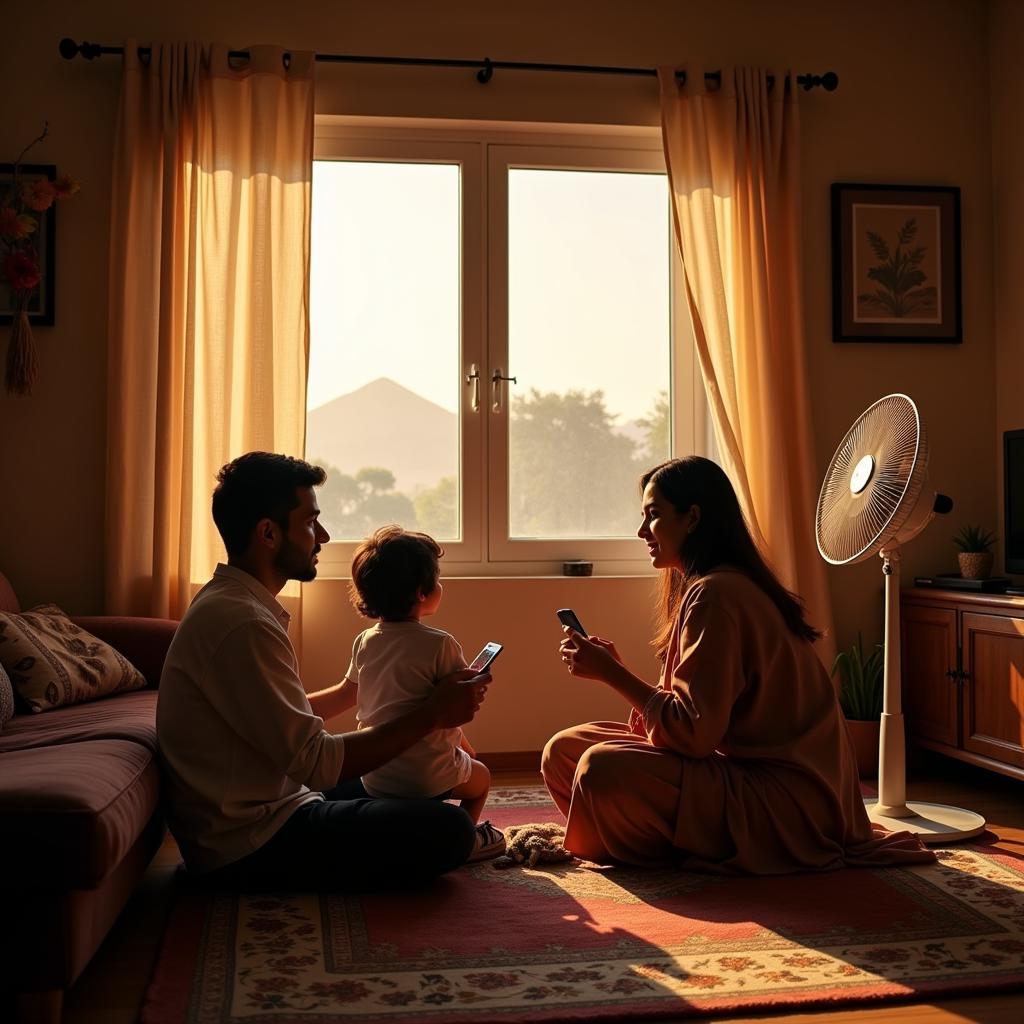 A Pakistani Family Enjoying the Breeze of a GFC Solar Fan