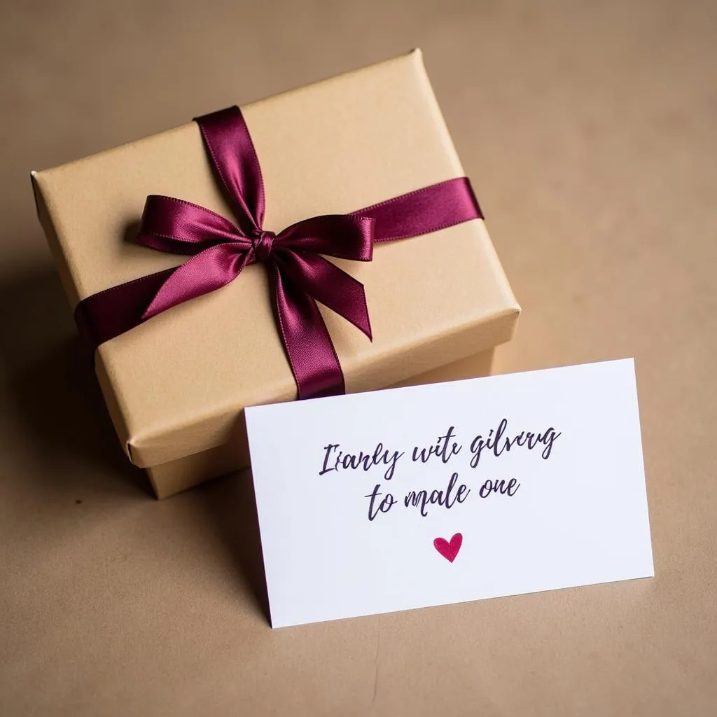 A gift box with a handwritten card, representing the personal touch.