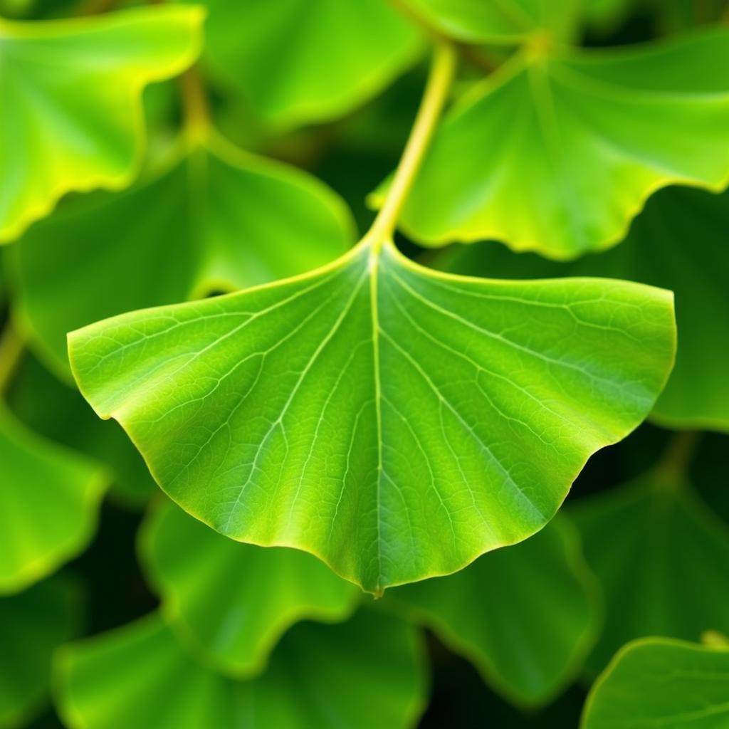 Close-up of Ginkgo Biloba Leaves