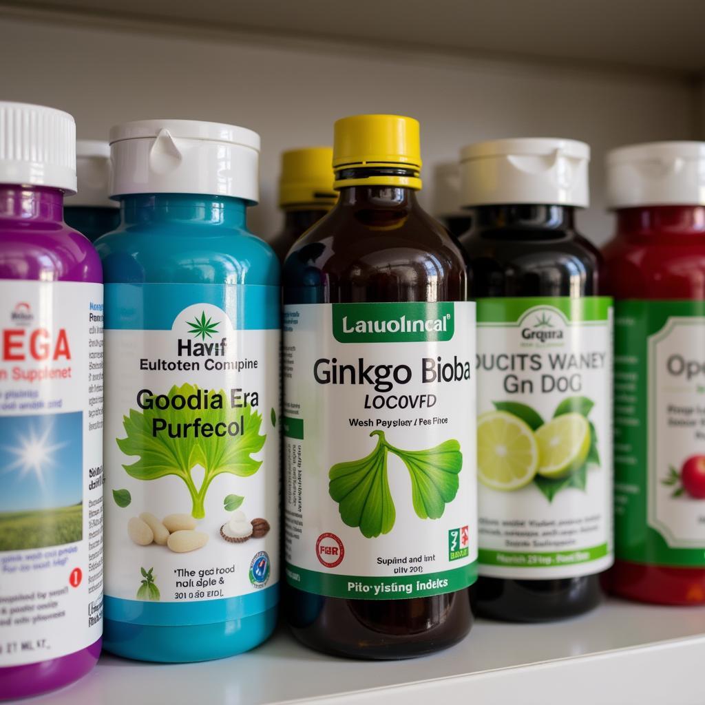 Ginkgo Biloba Syrup Bottle on a Shelf