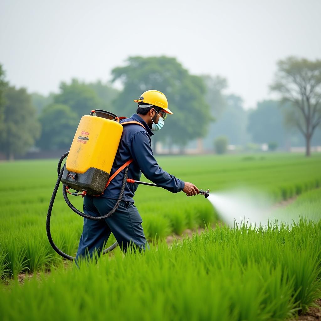 Glyphosate application on a Pakistani farm