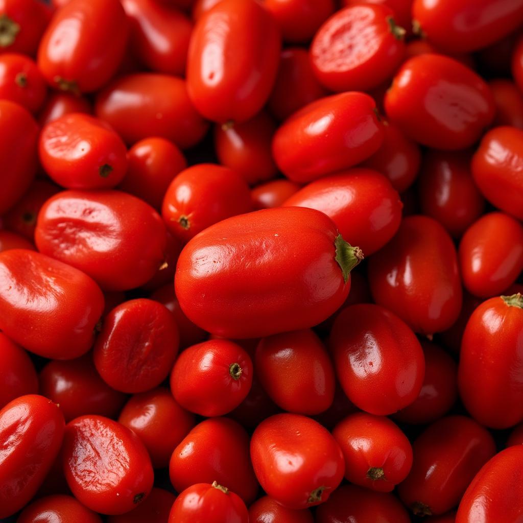 Close-up of goji berries showcasing their vibrant color and texture