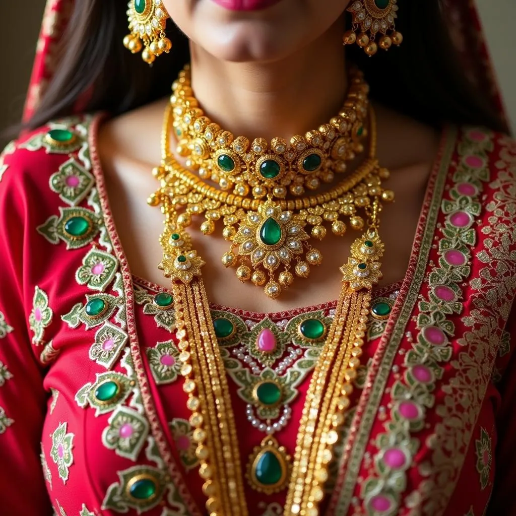 Gold Jewelry at a Pakistani Wedding