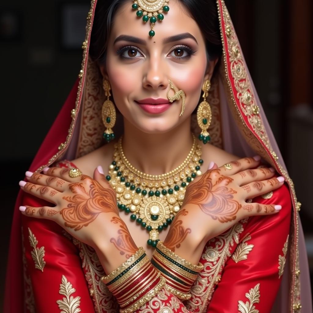 Gold Kara Designs on a Pakistani Bride