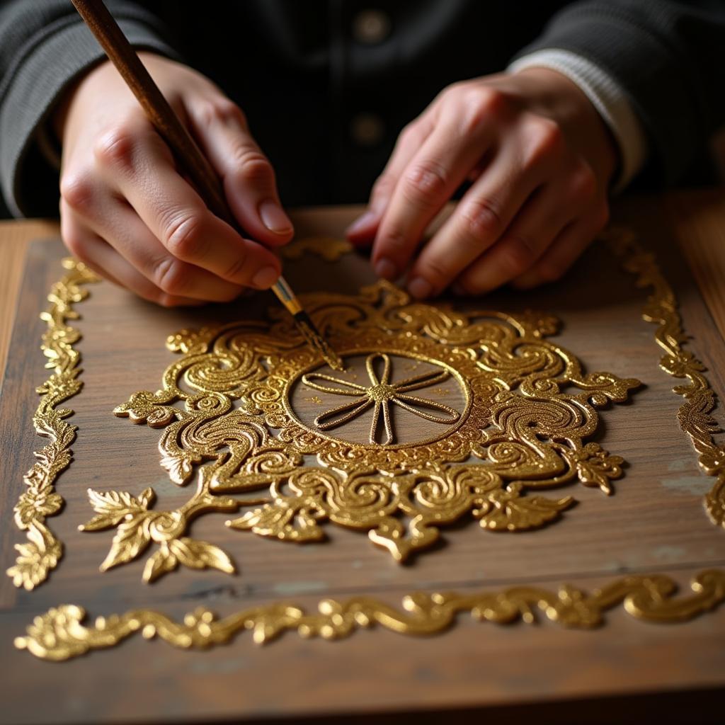 Applying Gold Leaf in Pakistan